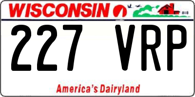 WI license plate 227VRP