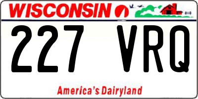 WI license plate 227VRQ