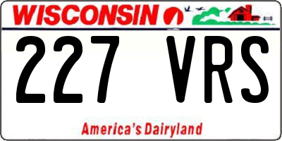 WI license plate 227VRS