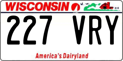 WI license plate 227VRY