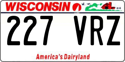 WI license plate 227VRZ