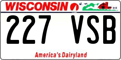 WI license plate 227VSB