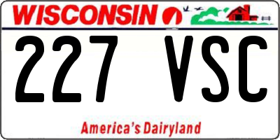 WI license plate 227VSC