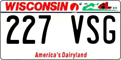 WI license plate 227VSG