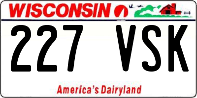 WI license plate 227VSK