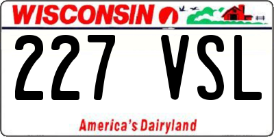 WI license plate 227VSL