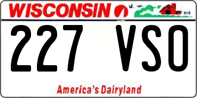 WI license plate 227VSO