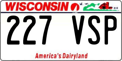 WI license plate 227VSP