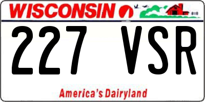 WI license plate 227VSR