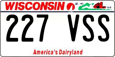 WI license plate 227VSS