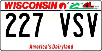 WI license plate 227VSV
