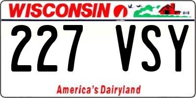 WI license plate 227VSY