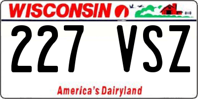 WI license plate 227VSZ