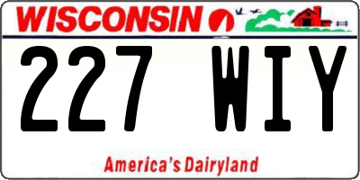 WI license plate 227WIY