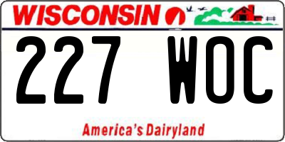 WI license plate 227WOC