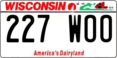 WI license plate 227WOO