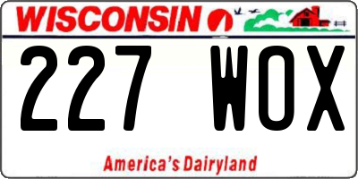 WI license plate 227WOX