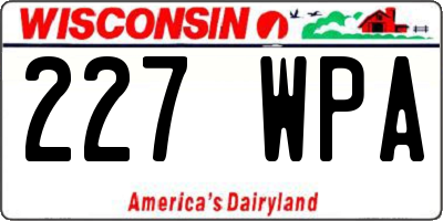 WI license plate 227WPA