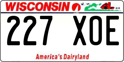 WI license plate 227XOE