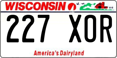 WI license plate 227XOR