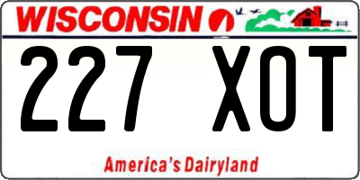WI license plate 227XOT