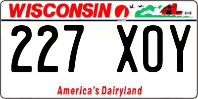 WI license plate 227XOY