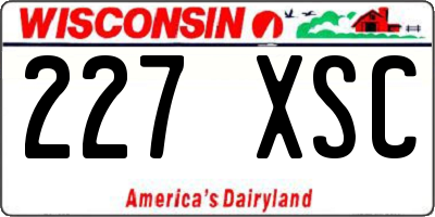 WI license plate 227XSC