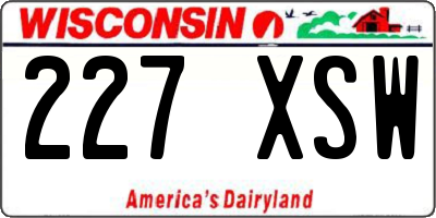 WI license plate 227XSW