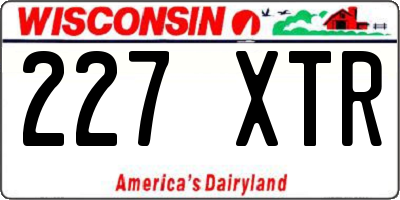 WI license plate 227XTR