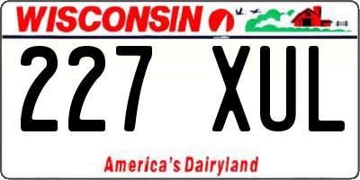 WI license plate 227XUL