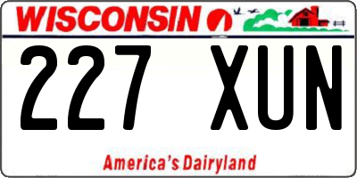 WI license plate 227XUN