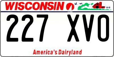 WI license plate 227XVO