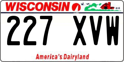 WI license plate 227XVW