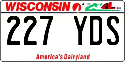 WI license plate 227YDS