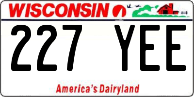 WI license plate 227YEE