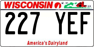 WI license plate 227YEF