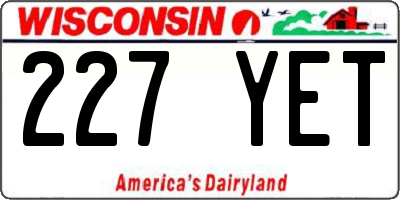 WI license plate 227YET