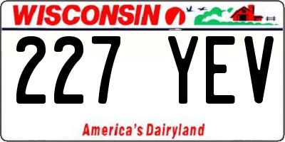 WI license plate 227YEV