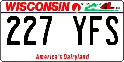 WI license plate 227YFS