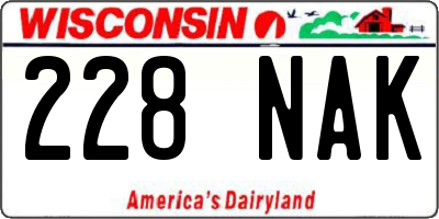 WI license plate 228NAK