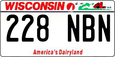 WI license plate 228NBN