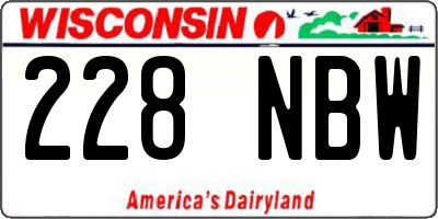 WI license plate 228NBW