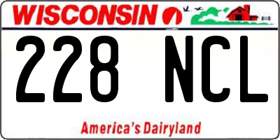 WI license plate 228NCL