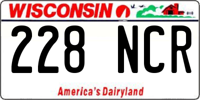 WI license plate 228NCR