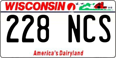 WI license plate 228NCS