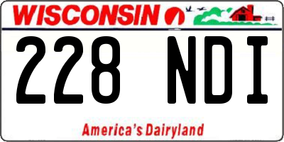 WI license plate 228NDI