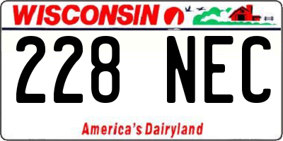 WI license plate 228NEC