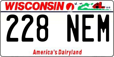 WI license plate 228NEM