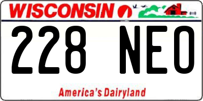 WI license plate 228NEO