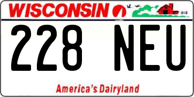 WI license plate 228NEU